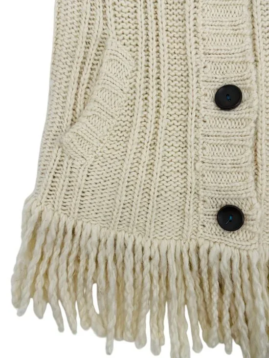 RARE Hollister Fringe Hem Cream Cardigan | Boho Indie Sleaze Coastal Cowgirl Y2K - Picture 14 of 16